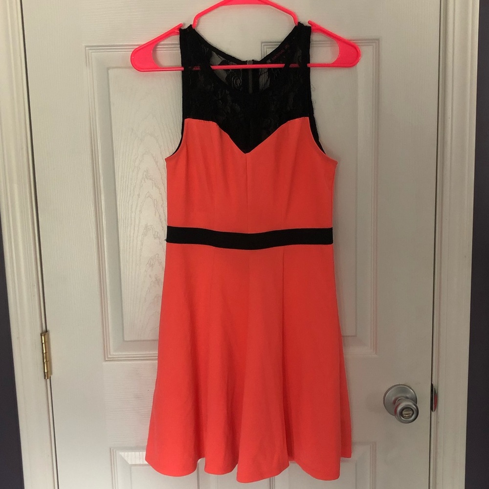 Women’s pink dress with black lace size small